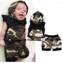 Clothing Sets Baby Boys Summer Clothes Set Sleeveless Patchwork Hooded Vest Camouflage Shorts Kids 2Pcs Casual Outfits 0-24Months