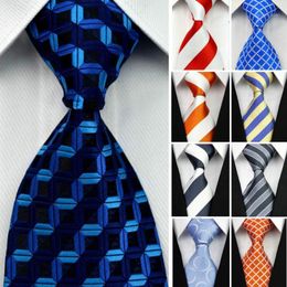 Neck Ties 4"/10cm Wide Gravatas Mens Accessories Striped Geometric Pattern Business Silk Tie Necktie For Men Wedding Suit Jacquard