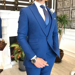 Men's Suits & Blazers 2023 Royal Blue Double Breasted Vest Costume Homme Men Suit For Wedding Groom Wear Prom Man Blazer Slim Fit 3 Pieces T