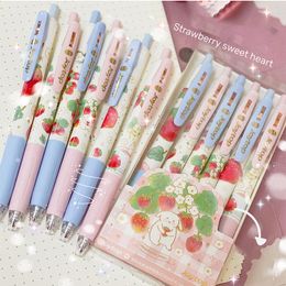 1Pcs Sweet Girl 0.5mm Fresh Pink Peach Gel Pen Kawaii Strawberry Fruit Press Neutral Cute School Writing Supplies Gift