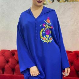 Ethnic Clothing Dubai Abaya Long Robe Dress Women Floral 2023 Spring Summer Fashion Hooded Sleeves Muslim Elegant Maxi Dresses Femme