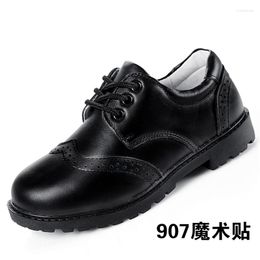 Flat Shoes Fall 2023 Boys Leather Black Children School Rubber Low Top