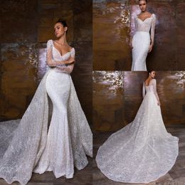 Crystal Design Mermaid Wedding Dresses With Detachable Train Gorgeous Lace Luxury Wedding Dress Appliqued Country Bridal Gowns 2023