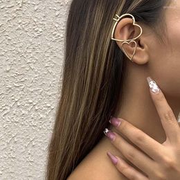 Backs Earrings Modern Jewellery 1 PC Heart 2023 Trend Hip Hop Style Selling Gold Colour Ear Cuff Clip For Girl Lady Gifts