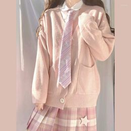 Women's Knits Warm Sweater V-Neck Soft Female Cardigan JK Uniform Spring Autumn Women Korean Version College Style Knitwear Long Sleeve Top