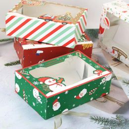 Christmas Decorations Gift Box Cookie Boxes Bakery Style Paper Candy Window Biscuit 4/8/12Pcs/Pack