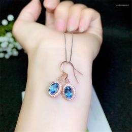 Dangle Earrings Solid 925 Sterling Silver Drop For Women Sky Blue Topaz Gemstone Wedding Fashion Fine Jewellery Valentine's Gift