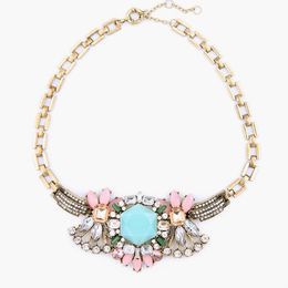 Chains Bulk Price Retro Antique Gold Colour Colourful Statement Necklace Family Free