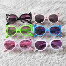 Cute Animal Factory Eyewear Kids Size Lovely Cat Sun Glasses Boy And Girl Big Solid Sunglasses