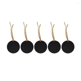 Christmas Decorations 10pcs Wooden Decorative Hangtag Double-sided Blackboard Swing Tag Blessing Message Round Black