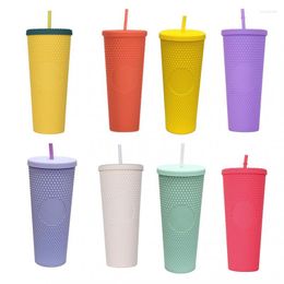 Mugs Double-Layer Diamond Radiant Straw Cup Coffee Summer Holiday Cold Tumbler 710ml/24oz Durian