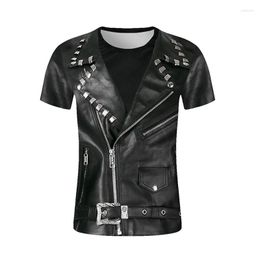 Men's T Shirts Fashion Print Leather Jacket Cool 3d T-shirt Men Women Tops O-neck Sport Hip Hop Short Sleeve Unisex T-shirts Tee Shirt