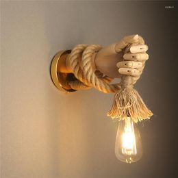 Wall Lamps Retro Industrial Style Rope Light Fixture Simple Creative Hand Shape Corridor Aisle Indoor E27 Vanity