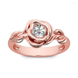 Wedding Rings Top Quality Flower Zircon For Women Jewellery Austria Crystals Rose Gold Colour Engagement Female Anel Bijoux