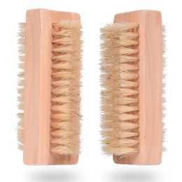 Wood Nail Brush Two-sided Natural Boar Bristles Wooden Manicure Nail Brush Hand Cleansing Brushes 10CM New