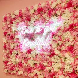 Decorative Flowers & Wreaths Pink Silk Rose Flower Wall Artificial For Wedding Decoration BabyShow Christmas Home Backdrop DecorDecorative