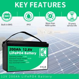 12v 200ah Lifepo4 Battery Pack Deep Cycle Lifepo4 Built-in BMS For Rv Ev Off Grid Trucks Fishfinder Ships Electric Power Systems