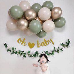 Party Decoration 19pcs/set Avocado Green Latex Balloons Garland Arch Kit Retro Bean Balloon Set Baby Shower Wedding Birthday DecorationsPart