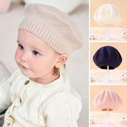 Berets Autumn Winter Soft Casual Vintage Artist Painter Cap Knitted Beanies Baby Beret Hat