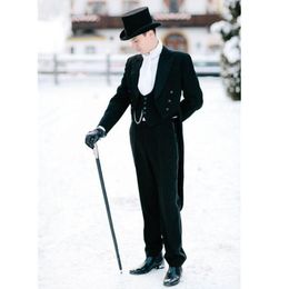 Men's Suits & Blazers Fashionable Men Suit Black Tailcoat Groom Wedding Tuxedos 2023 Groomsmen Mens Bridegroom 3 Piece For