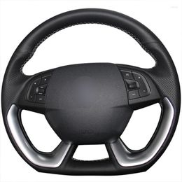 Steering Wheel Covers Hand-stitched Black Genuine Leather Custom Car Cover For DS5 DS 5 DS4S 4S