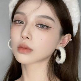 Hoop Earrings 1 Pair Winter Sweet Hairy Earring Vintage Fur Plush Ear For Women Big Circle Warm Fashion Jewelry