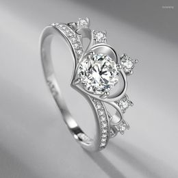 Wedding Rings D Colour Morsonite Four Claw Zircon Proposal Noble Ring Female Silver Platinum-plated Exquisite Crown Engagement Jewellery