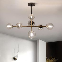 Chandeliers Nordic Chandelier Minimalist Creative Decor Light Molecular Lamp Dining Room Glass Ball Black And Gold