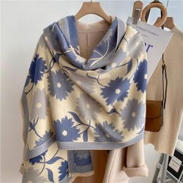 Scarves Elegant Cashmere Scarf Floral Print Thick Blanket Winter Warm For Women Fashion Pashmina Shawls Lady Wraps Stoles