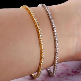 Link Bracelets Gold/Silver Colour Iced Out Tennis Micro Pave CZ Stone HipHop Rock Men Women Fashion Jewellery Bangles