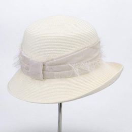 Wide Brim Hats Simple Bow Straw Hat Women's Summer Korean Fashion Warped Edge Basin Folding Japanese Fisherman Lolita Wholesale