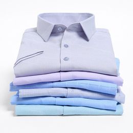 Camicie casual da uomo Camicia estiva a maniche corte in fibra di bambù e non stirabile Anziani di mezza età slim pollici Tempo liberoUomo UomoUomo