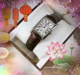 luxury women rectangle square roman dial watch tank series three pins designer genuine leather Strap business casual Lady Quartz Lovers Clock Wristwatch