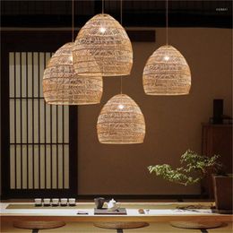 Pendant Lamps Chinese LED E27 Art Light Pastoral Handmade Japanese Rattan Weave Restaurant Homestay Tatami Creative Classic