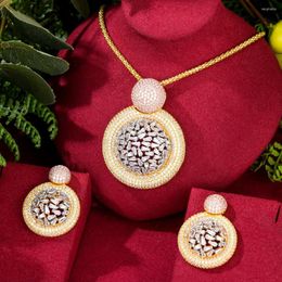 Necklace Earrings Set GODKI Big Fashion Luxury Crossover Statement Jewellery For Women Wedding Party Full Zircon Dubai Bridal 2023