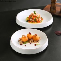 Plates Phnom Penh White Ceramic Plate Round Dinner Dish Restaurant Tableware Dessert Fruit Salad Bowl Decorative