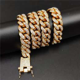 12mm Cuban Link Chain Necklace Bracelet Jewellery Set 18K Real Gold Plated Stainless Steel Miami Necklace with Design Spring Buckle