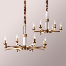 Pendant Lamps Luxury Copper Chandelier Retro Crystal Lamp Simple Easy To Clean Strong And Anticorrosive For Living Room/bedroom/dining Room