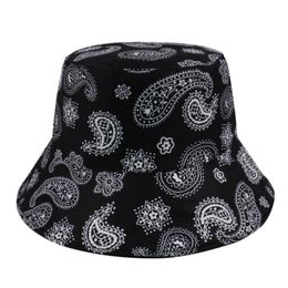 Wide Brim Hats Retro Waist Flower Amoeba Pattern Fisherman Hat Basin Women's Cotton Ethnic Style Sun Casual Fashion Cashew H
