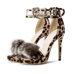 Sandals Style Luxury Leopard Print Women Elegant Stiletto High Heels Slingback Gladiator Summer Party Prom Shoes 43