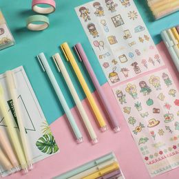 Pcs/Set High-quality Writing Gel Pens Creative 0.5mm Kawaii Decoration Multiple Change Sticker School Stationery Supplies