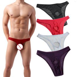 Underpants Men's Underwear Cotton Sexy Front Hole Briefs Comfortable Breathable Elastic Bag Hip High Quality