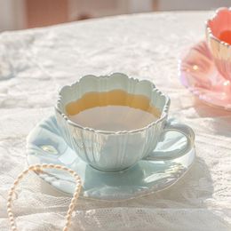 Cups Saucers Petal Coffee Set Ceramic Cup Gift Afternoon Tea Wholesale Mug Ins Water Good-looking