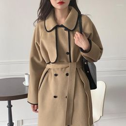 Casual Dresses Han Edition Design Model Of Hitting Scene Serging Double-breasted Loose Zone Long Double Coat Dress