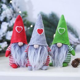 Merry Christmas Heart Hat Swedish Santa Gnome Plush Doll Ornaments Handmade Elf Toy Home Party Decoration Gifts