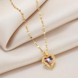 Pendant Necklaces 2023 Luxury Heart Of Ocean Crystal Stainless Steel Necklace For Women Exquisite Zircon Clavicle Chain Wedding Jewelry
