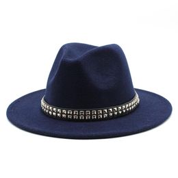 Wide Brim Hats Western Classic Jazz Hat Faux Woollen Fedora Men Women Fashion All-match Flat Outdoor