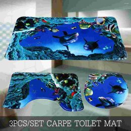 Toilet Seat Covers 3pcs/set Ocean Style Underwater World Dolphin Carpe Mat