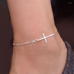 Anklets 2023 Summer Fashion Simple Trend Stainless Steel Cross Ladies Anklet Beach Ankle Foot Jewelry Accessories Gift