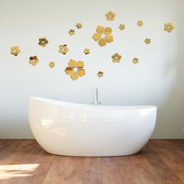 Wall Stickers 18Pcs Mirror Flower Sticker DIY Acrylic 3D TV Background Art Mural Decor Bathroom Home Decoration